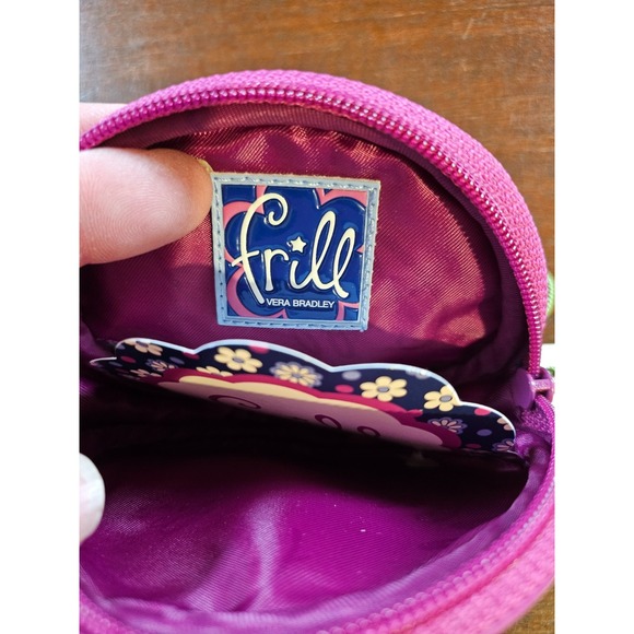 Vera Bradley Frill Coin Change Purse Peek A Boo Boysenberry Flower Purple Zips - Picture 5 of 5